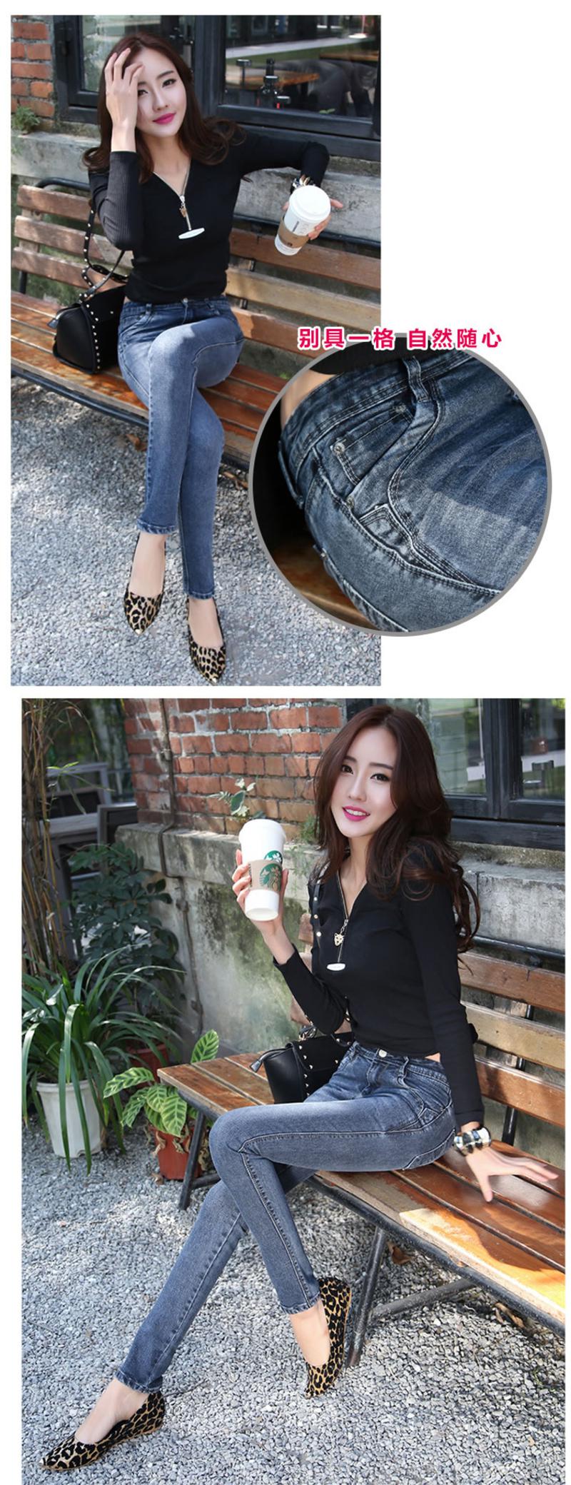 新款韩版 中腰提臀长裤子弹力 显瘦女式小脚铅笔裤 NC6601