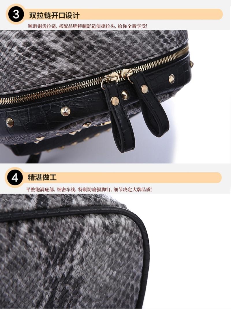 新款韩版旅游背包铆钉蛇纹双肩包朋克韩版潮女包书包YG161