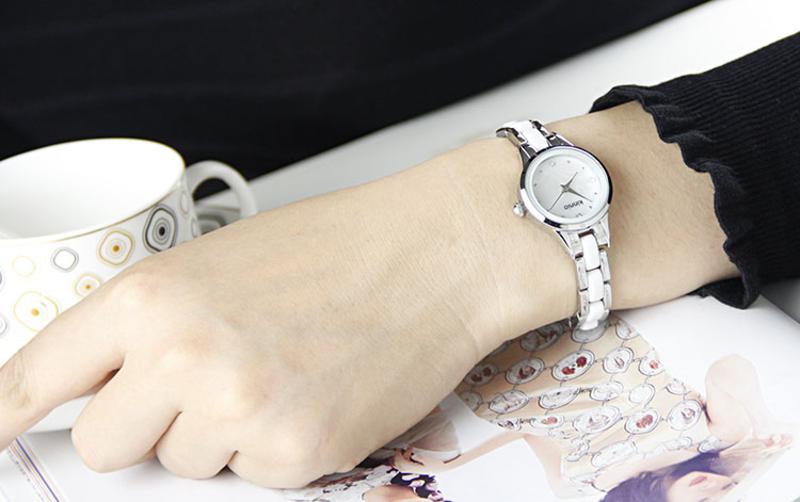 正品韩国防水潮流时尚女士陶瓷韩版水钻石英表学生时装手表女QGN044