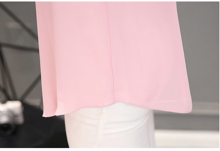 2017春夏装新款 韩版女装大码打底衫宽松长袖两件套雪纺蕾丝衫ouf469