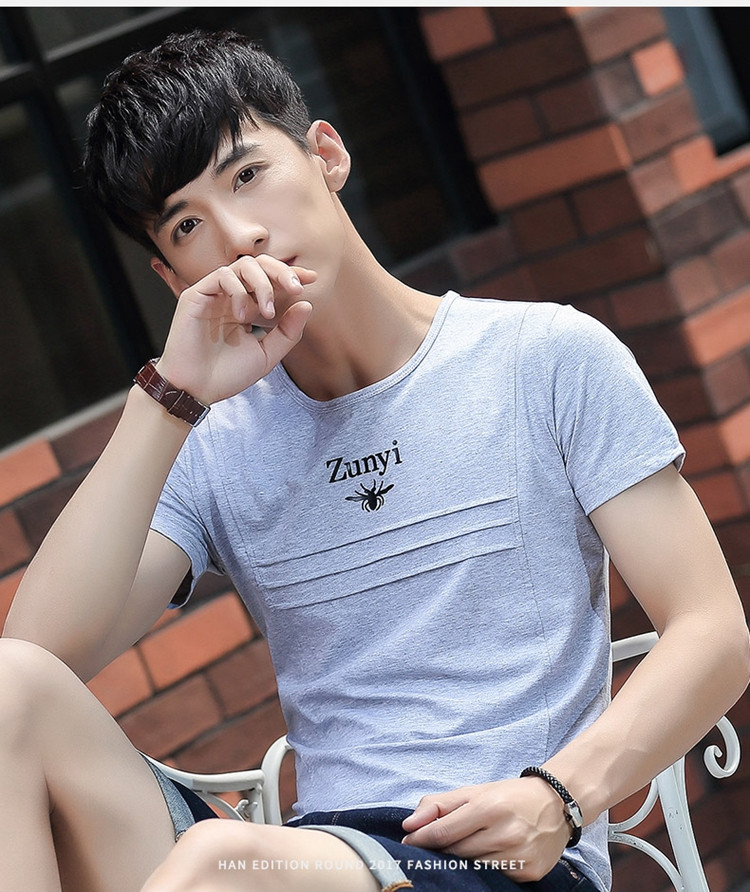 新款短袖t恤 男装韩版圆领夏季上衣修身男士打底衫半袖潮NC779