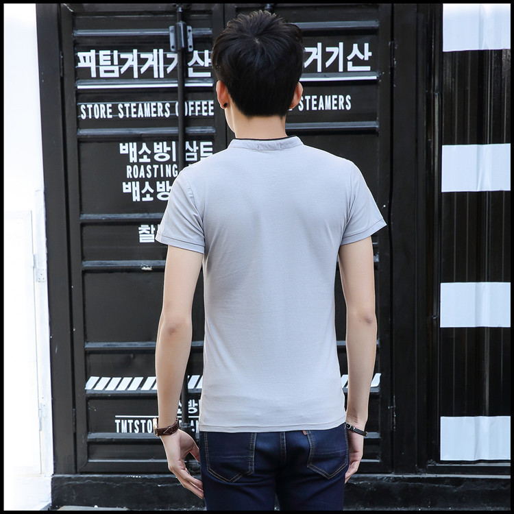 夏季男士短袖T恤有领韩版修身体恤潮流衣服青年翻领POLO衫潮 立领NC8740