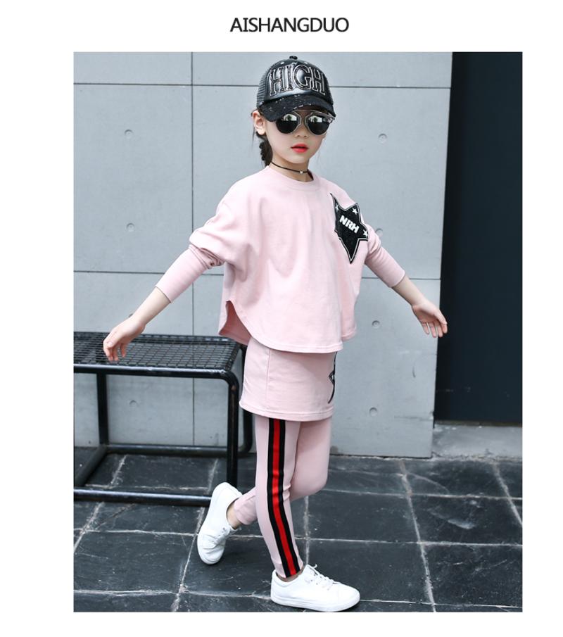 童装女童套装2017新款韩版女童秋装套装中大儿童卫衣长袖两件套潮PYS026