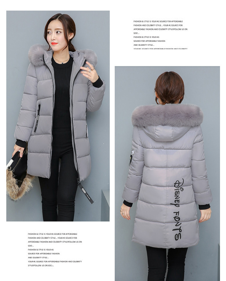 中长款女大码棉衣新款韩版冬季时尚修身女装棉袄加厚外套ouf565