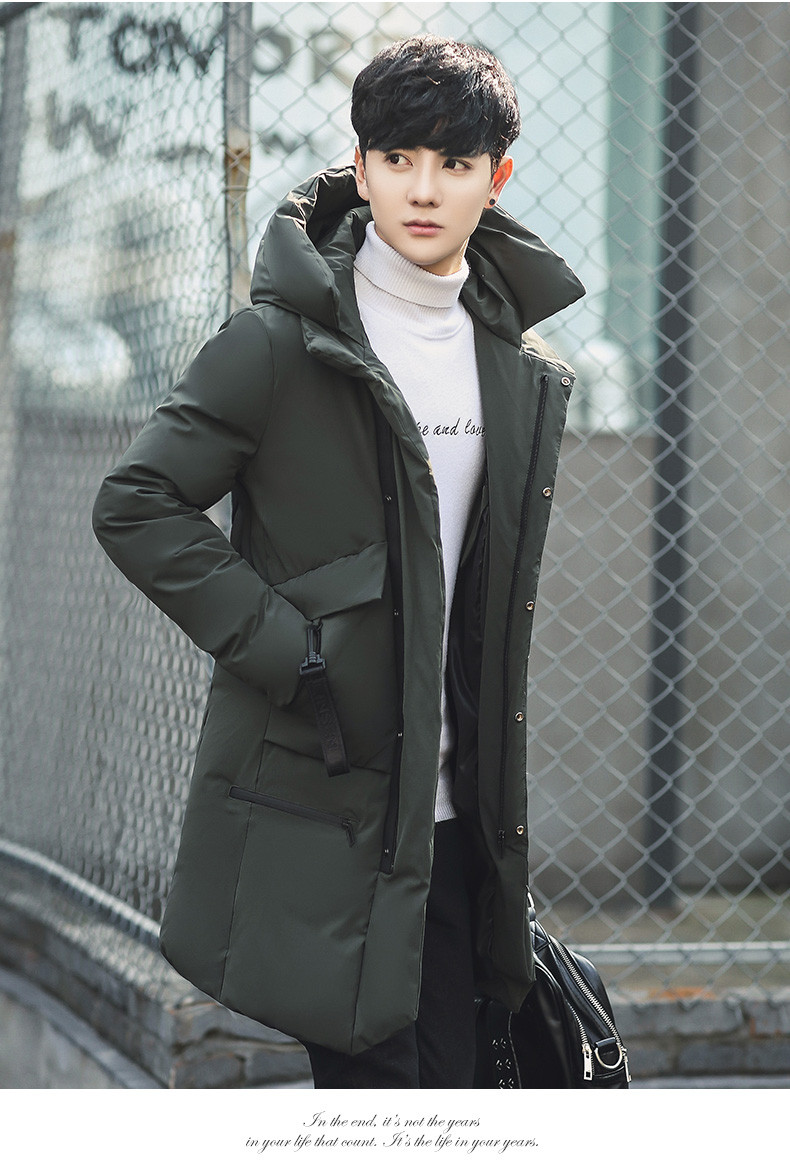 棉衣男士修身加厚中长款2017冬季新款青年棉袄韩版棉服男外套ouf582