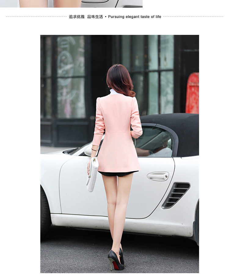  春装新款女装修身百搭小西装韩版中长款纯色小西服外套NC9078