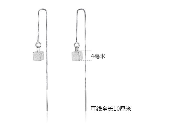 拉丝方块耳线长款日韩国简约气质经典时尚几何小方块流苏耳环耳饰B131