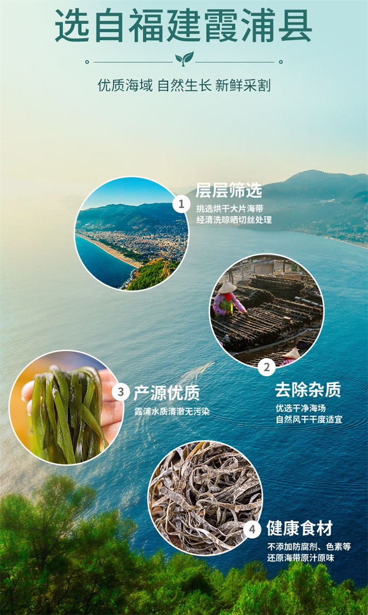 厂家直销 包邮 禾煜 干海带丝508g  美味海带 海带丝