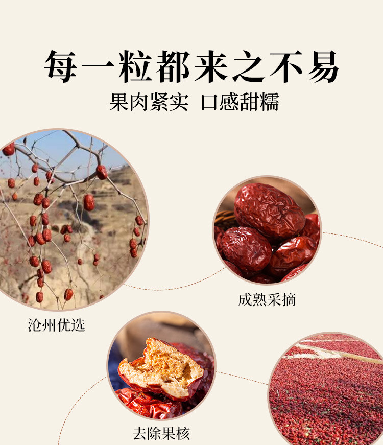 厂家直销 包邮 禾煜 新疆无核枣500g 无核枣 (红枣干货休闲零食可煲汤煮粥)