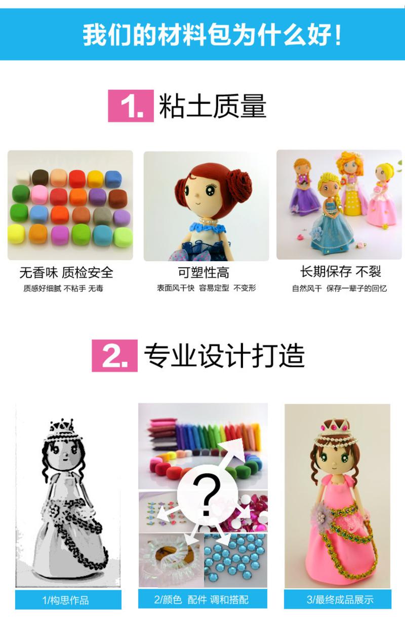 天使彩虹1813苏菲亚 创意手工DIY超轻粘土材料包 儿童益智玩具套装