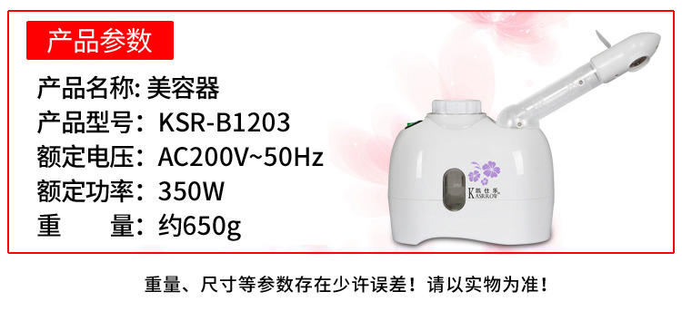 KASRROW/凯仕乐 KSR-B1203离子美白蒸汽美容器