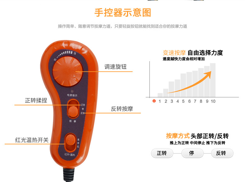 KASRROW/凯仕乐 脊柱保 KSR-J189升降颈腰椎按摩靠垫 按摩器