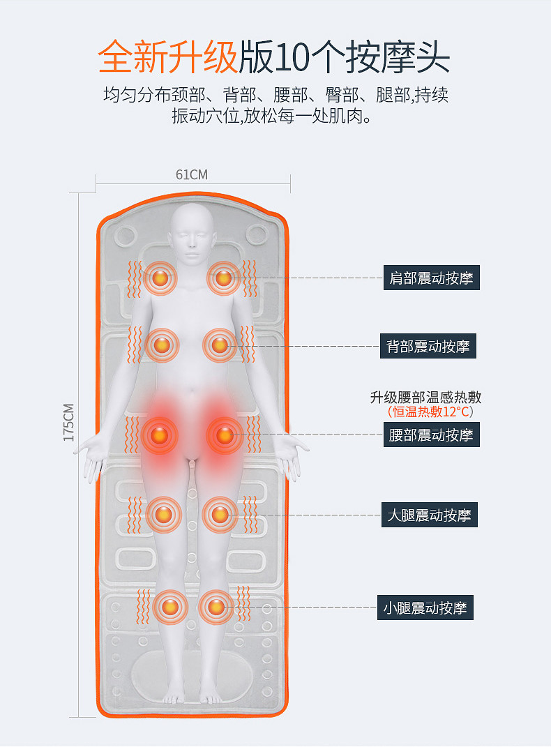 按摩器 颈部腰部肩部按摩垫 多功能全身按摩靠垫 KSR-AM201