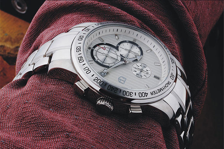大宏原装正品商务男式手表精英三眼多功能精钢男士钢带运动手表 钢表SB-80006