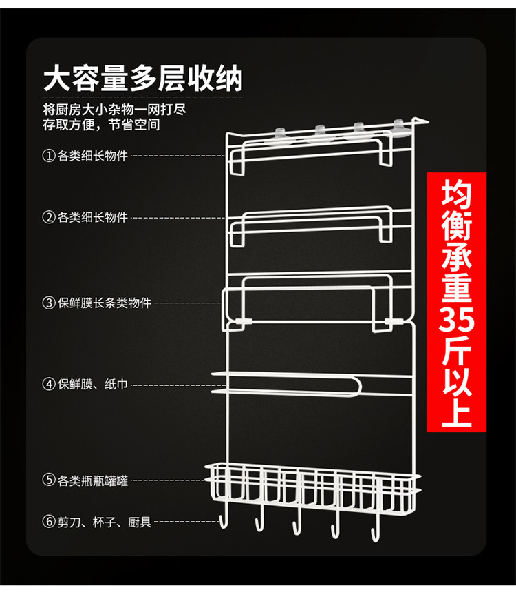 索尔诺 创意冰箱架挂架侧壁挂架 厨房收纳置物架调味料架整理架子Z623