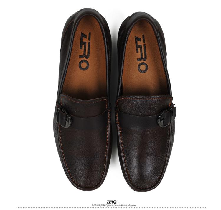 Zero零度新款流行时尚软底日常休闲皮鞋平底一脚蹬懒人男鞋63925