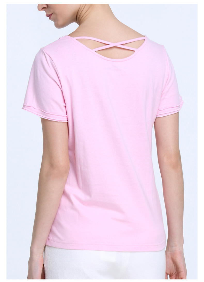 GOOD FUTURE女装The Boat House系列女式针织全棉粉色短袖T恤夏装