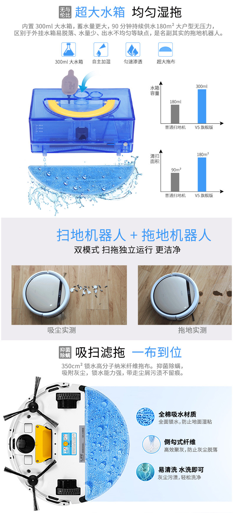 爱乐福智能拖把全自动扫地机器人家用吸尘擦拖地洗地机器V5S