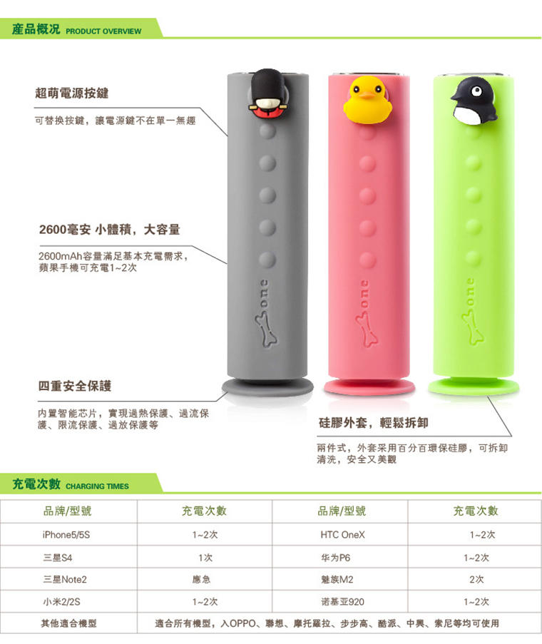 Bone 企鹅/逗扣移动电源 2600mAh PB13011-261PEN