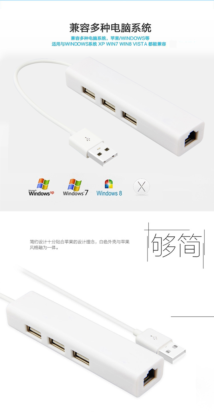 幻响（i-mu）USB转RJ45有线网卡 USB HUB扩展集线器 网线接口转换器