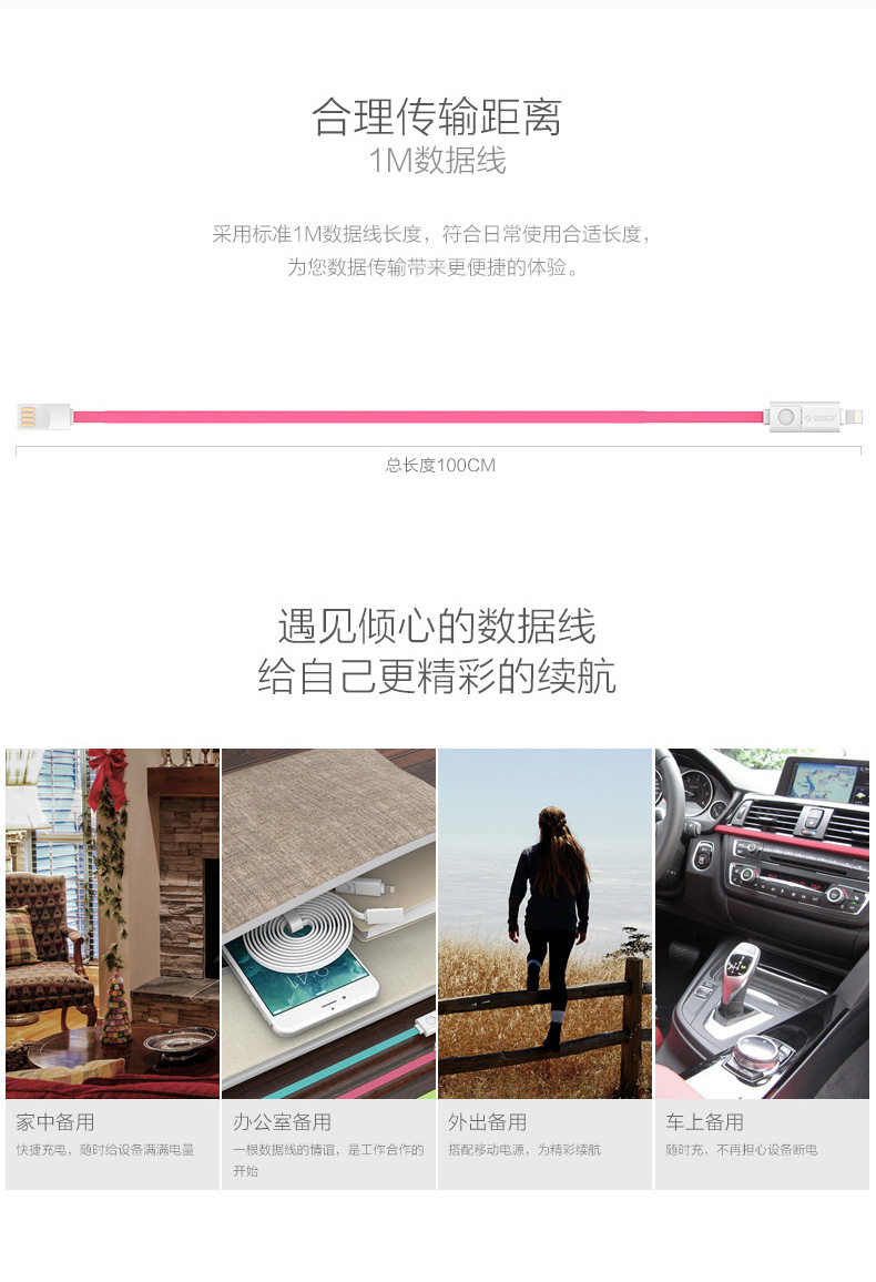 ORICO奥睿科 安卓苹果二合一数据线LTE-10 iPhone6s手机ipad4通用充电器线1米