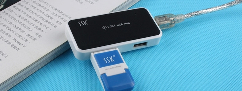 SSK飚王 风云 4口USB HUB集线器SHU008 USB2.0 蓝色