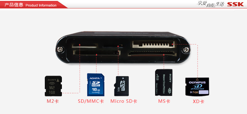 SSK飚王 SCRM025机器人Ⅲ All in 1多合一多功能读卡器 铝合金手机相机内存卡读卡器