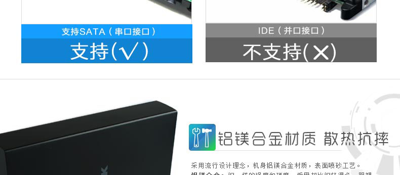 SSK飚王 品致HE-S3300 3.5寸金属移动硬盘盒USB3.0 支持台式机硬盘 sata接口