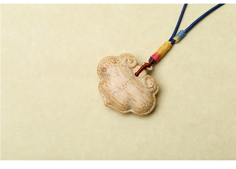 仙源纯手工编绳如意项链 编绳竹贝壳项链 木质雕刻工艺礼品