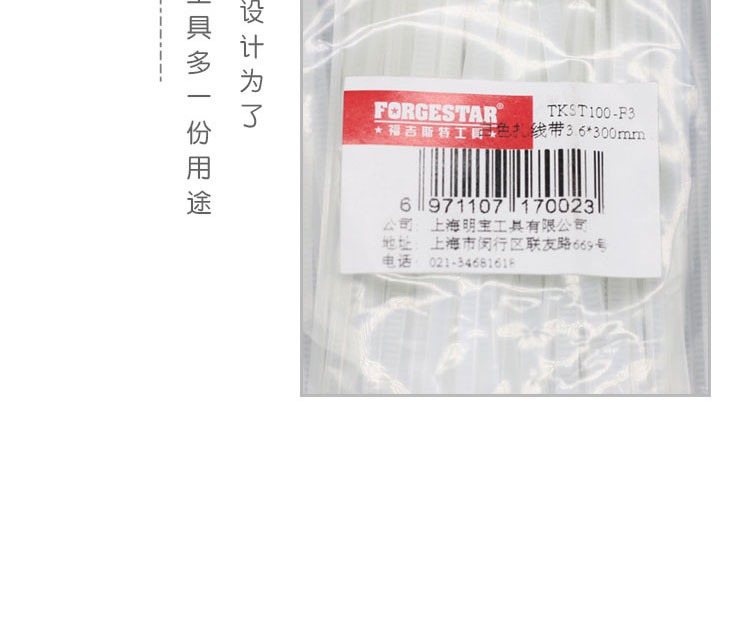 福吉斯特（Forgestar）尼龙扎带 塑料封条100件装捆扎线带 绑扎带2.5*150mm