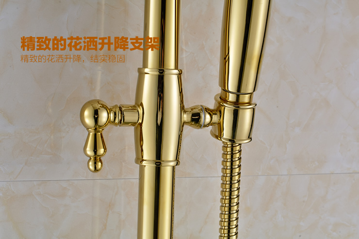 卫欲无限 欧式奢华锆金色全铜淋浴花洒套装J5870K