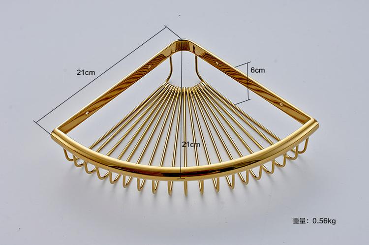 卫欲无限 欧式奢华镀金单层三角网篮 置物架 卫浴挂件 三角网篮
