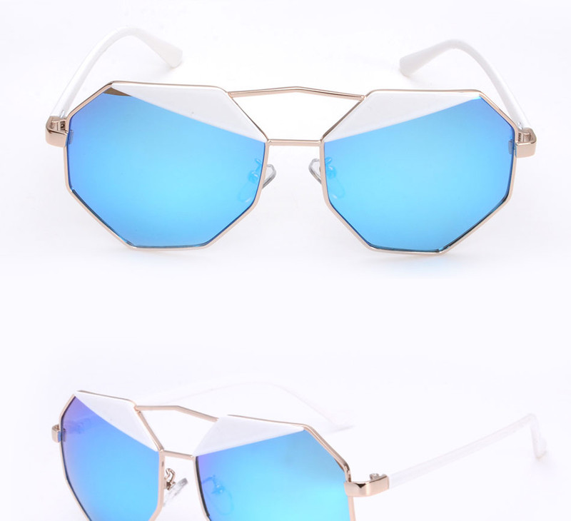 爆款新款太阳镜个性墨镜男女款多边形双色金属框太阳镜SG85
