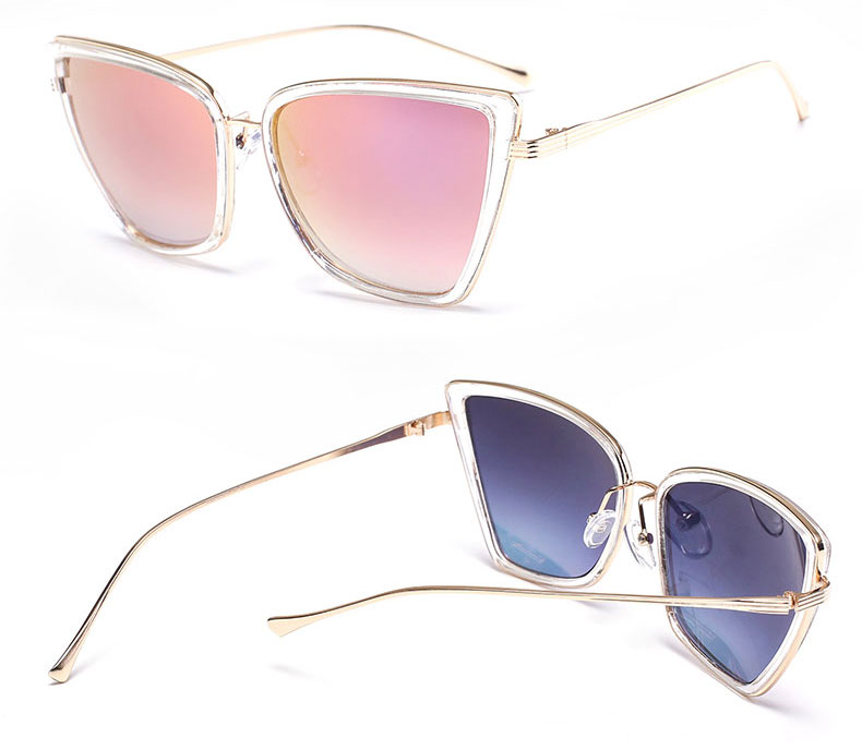 新款太阳眼镜 欧美金属潮流街拍猫眼女款太阳镜SG15090