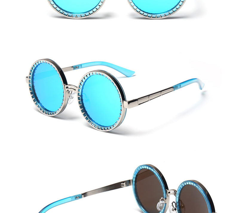 新款时尚齿轮圆框炫彩膜复古男女款太阳眼镜SG15103