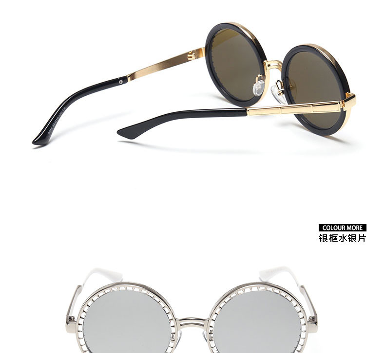 新款时尚齿轮圆框炫彩膜复古男女款太阳眼镜SG15103