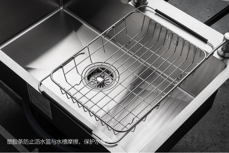 厨欲无限 304不锈钢超厚方形手工槽厨房洗菜盆水槽水池洗碗池大单槽赠送水龙头套装60x45cm