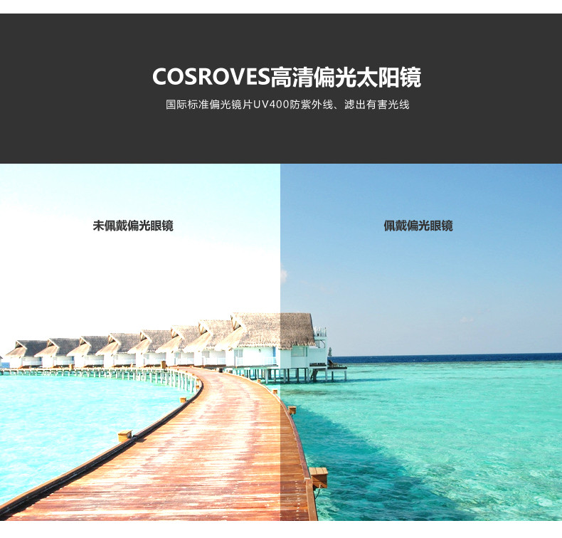 COSROVES 新款护目高清偏光镜覆盖式镜面女墨镜SG17007