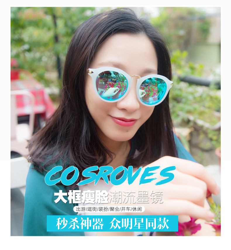 COSROVES 新款高清镜片护目防紫外线偏光男女太阳眼镜圆框墨镜SG17012