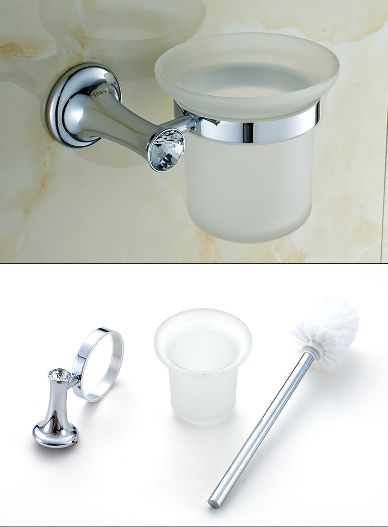 【919特惠】施华洛水晶奢华银色系列 卫浴挂件 马桶刷 马桶刷架