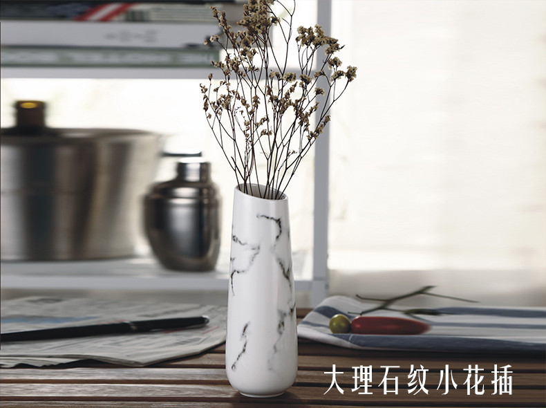 凯米/KIMI 陶瓷 简约 日式 花瓶 艺术瓶 大理石纹小花插
