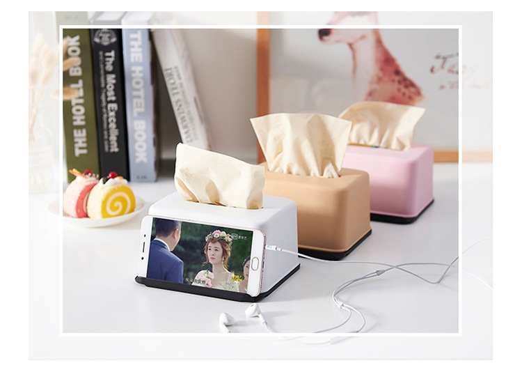 厨欲无限 创意多功能纸巾盒北欧风流行厕纸架手机架纸巾筒