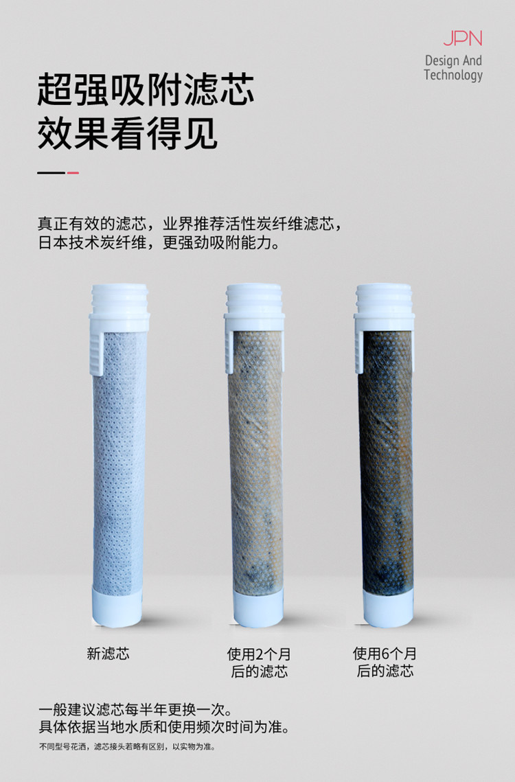 铂隽 日本进口花洒头净水滤芯H070配套滤芯 日本活性炭滤芯，净水级滤芯，有效去除自来水余氯，吸附强