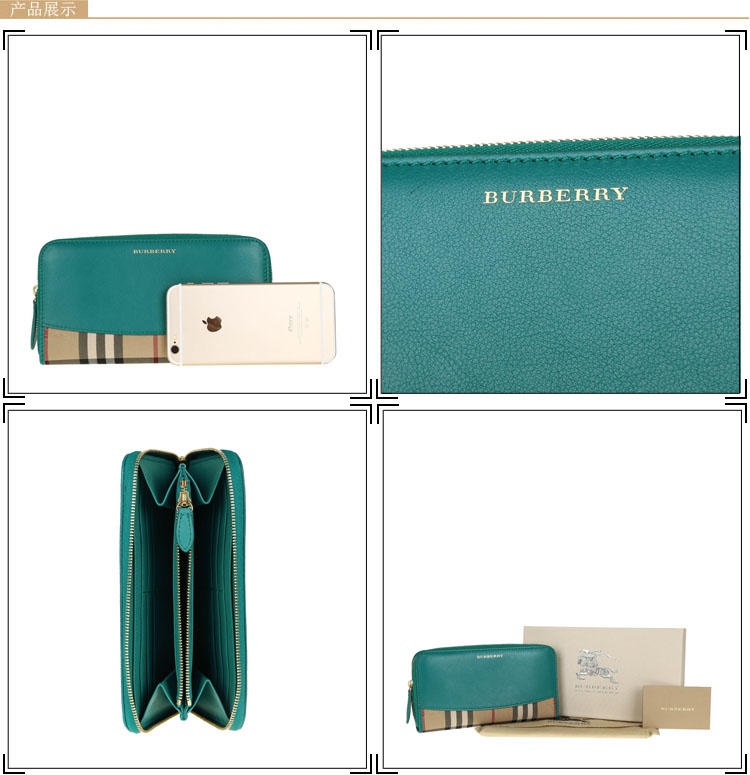 Burberry Elmore 格纹长款拉链钱夹