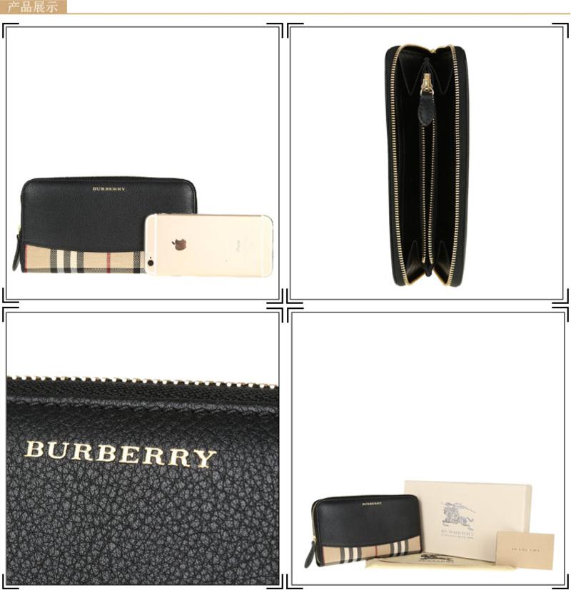 Burberry Elmore 格纹长款拉链钱夹