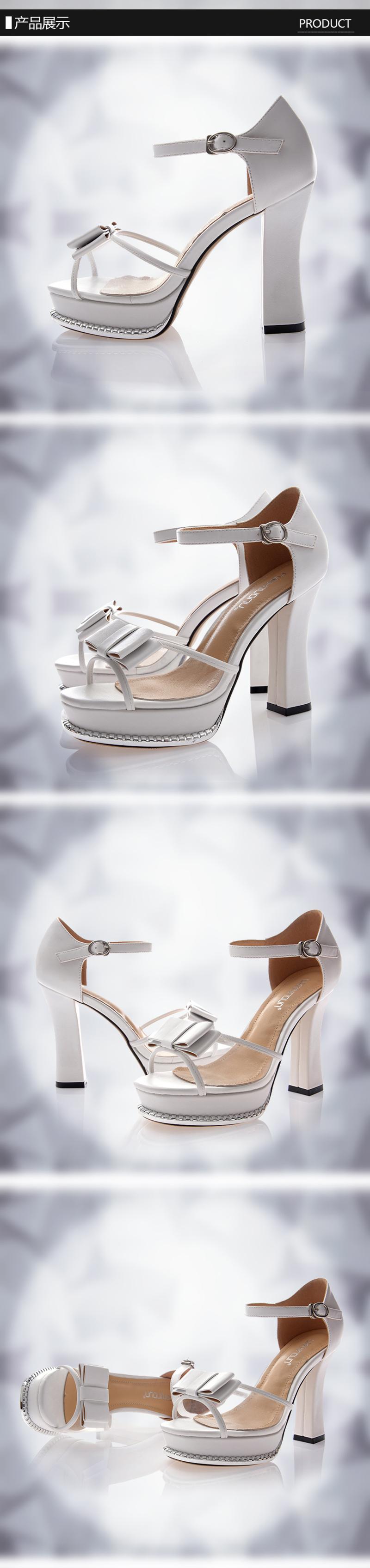 莱卡金顿2014夏款时装凉鞋防水台高跟鱼嘴性感蝴蝶结方跟包跟女鞋LK-A3033