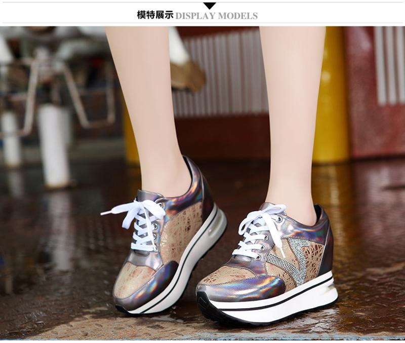 莫蕾蔻蕾秋季内增高女鞋厚底松糕鞋韩版学生气垫鞋运动鞋女单鞋