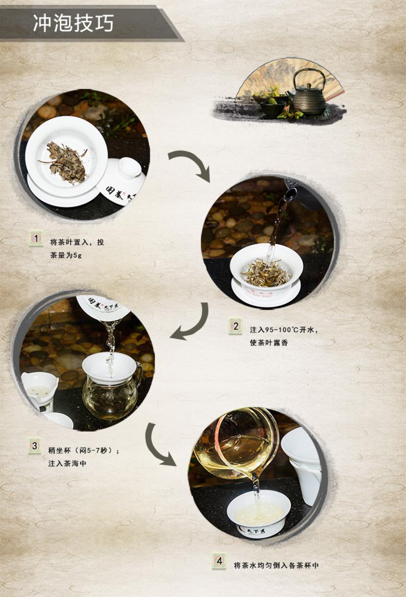 国茶天下秀 白牡丹白茶茶叶100g  实惠礼盒装包