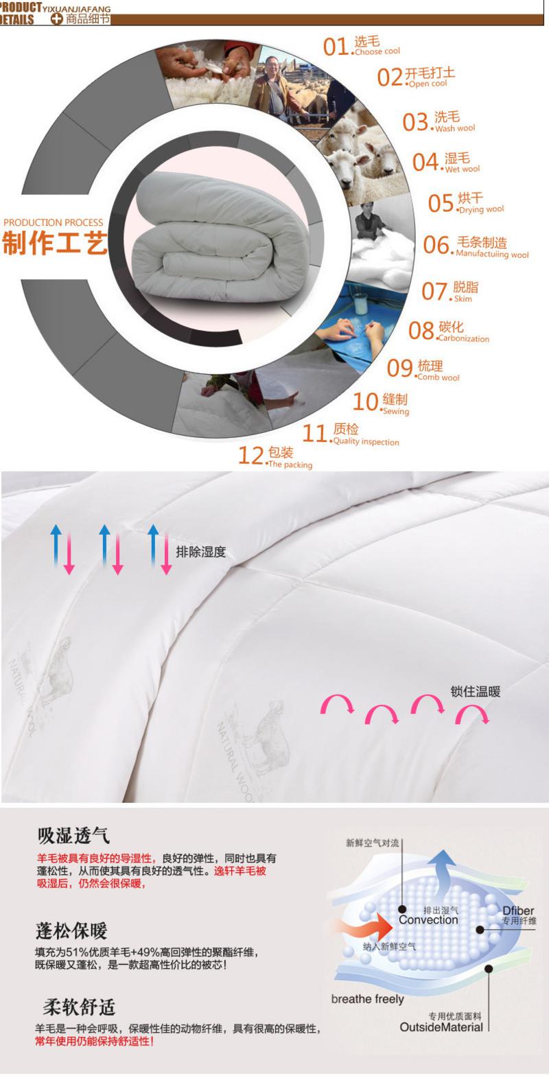 逸轩家纺 双人加厚羊毛被芯冬被 180*220cm   加厚冬被7斤