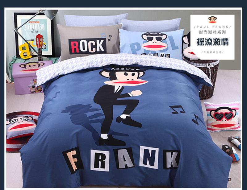 逸轩家纺 Paul Frank大嘴猴 床上用品床单被套全棉卡通四件套1.5/1.8床通用
